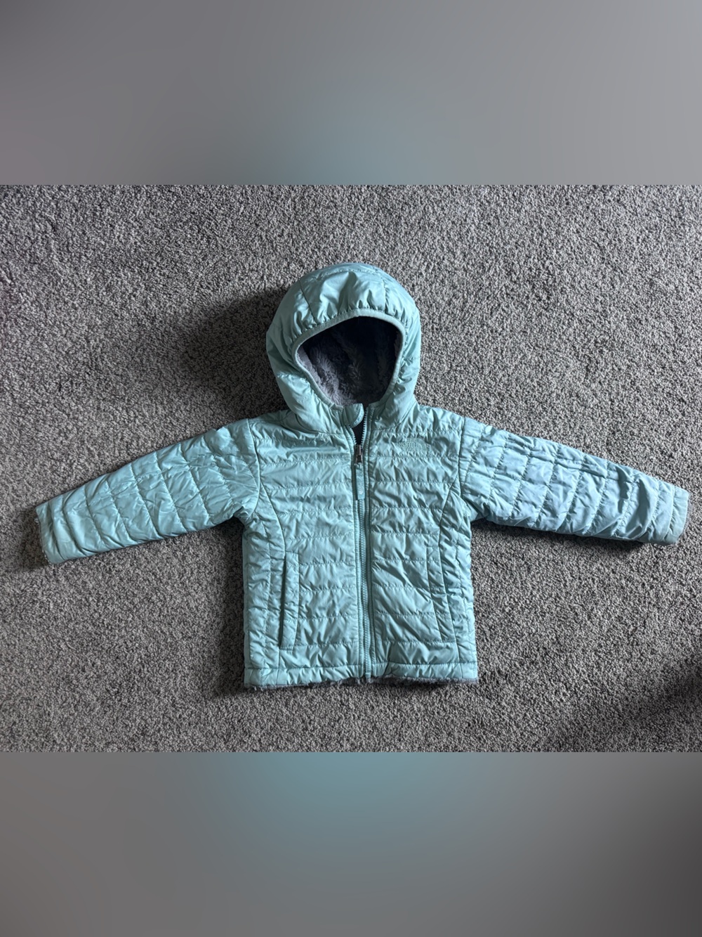 The North Face Kids Light Aqua Puffer Jacket with Hood